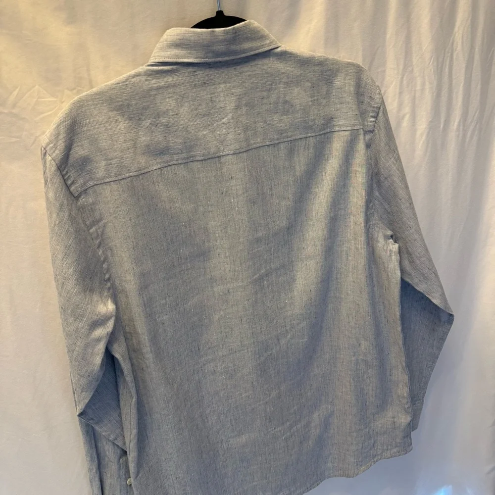 Perry Ellis Linen/Cotton M Blend Button Down Shirt Lagenlook Classic Vacation‎